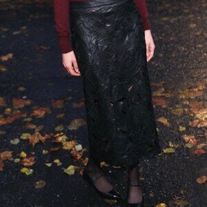 Zara die-cut faux leather skirt